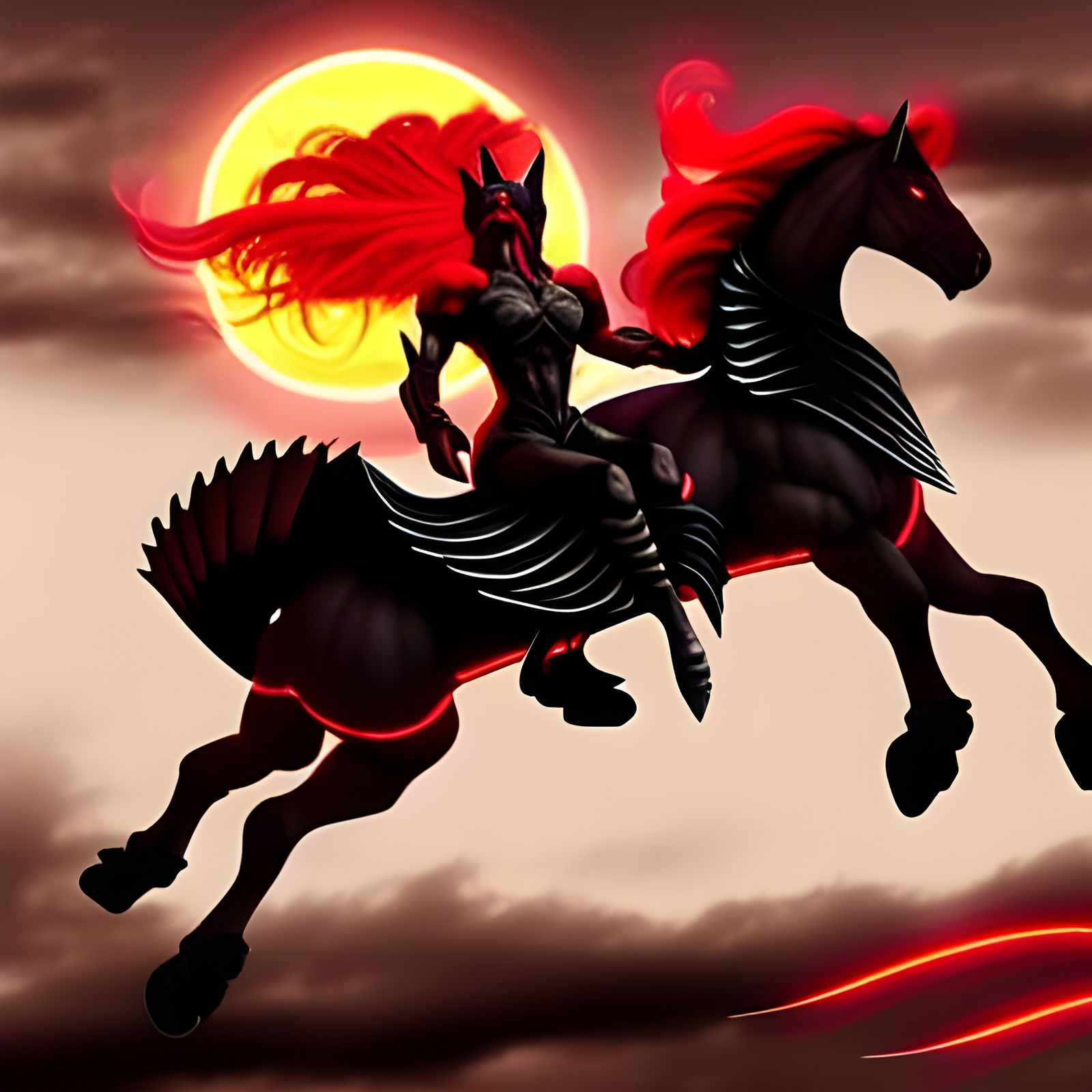 Dark Paladin on Demon Horse: Red Magic