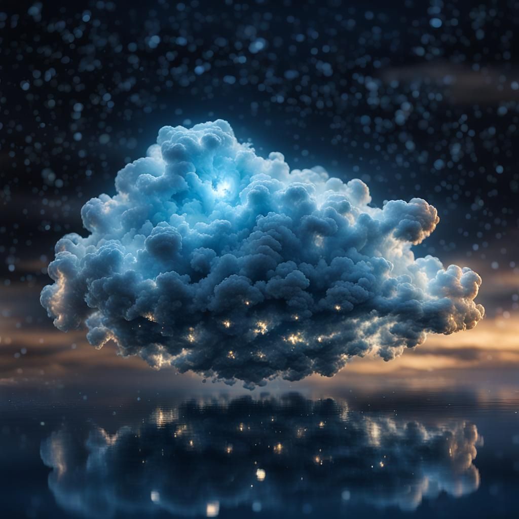 Bioluminescent Lightning in Floating Glass Cloud