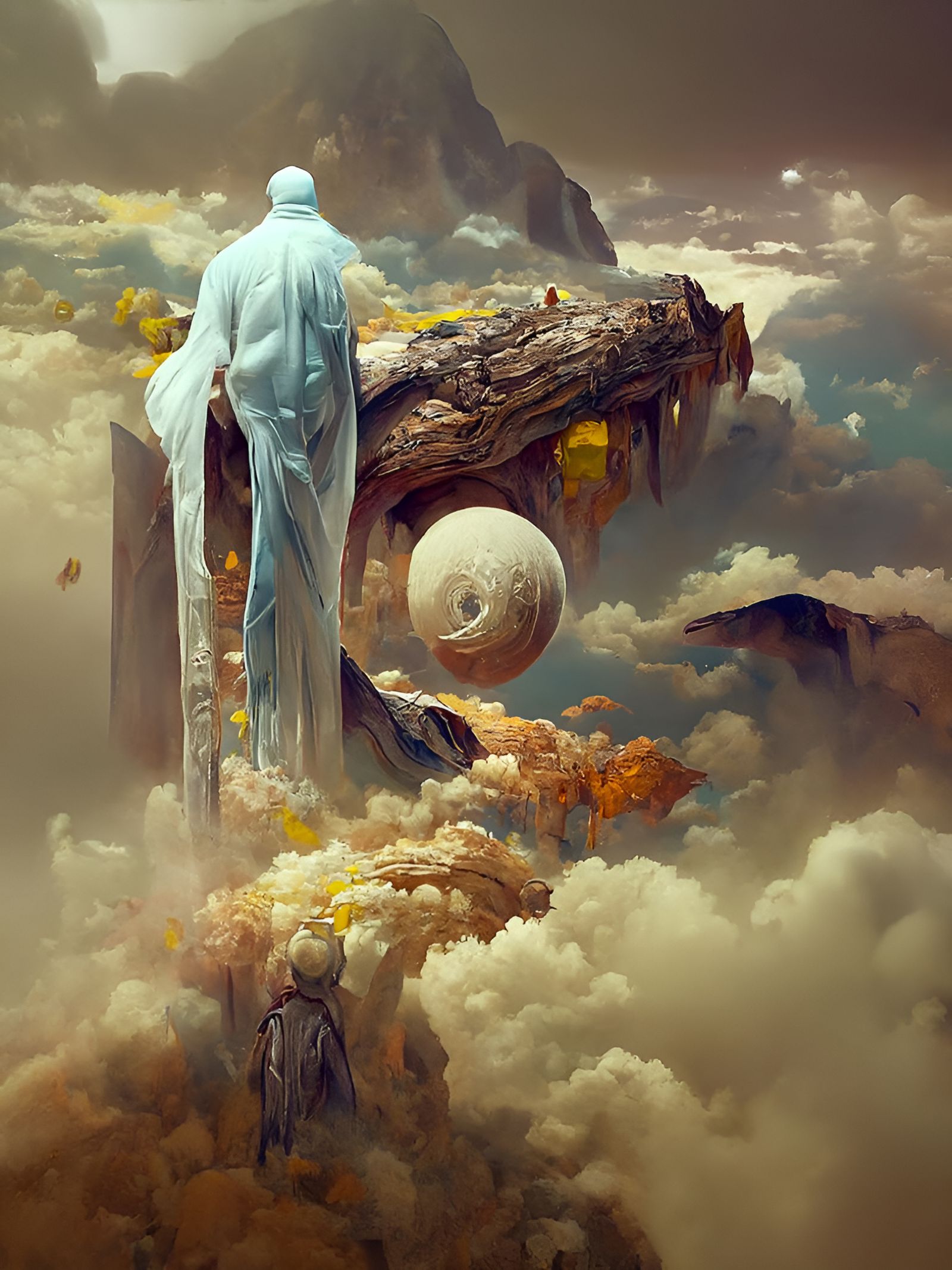 Godly Being Emerges from Portal: Digital Illustration