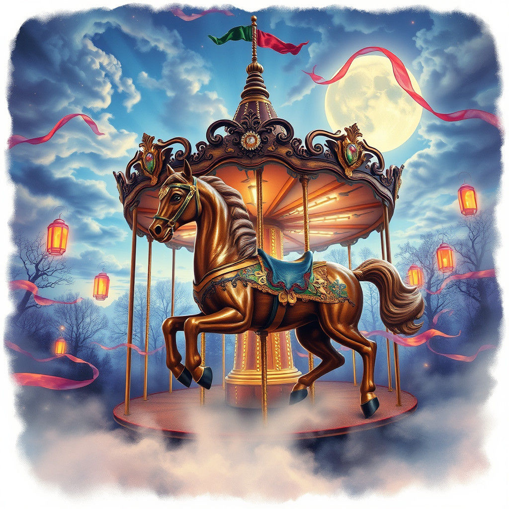 Dreamlike Carnival at Dusk: Watercolor Fantasy