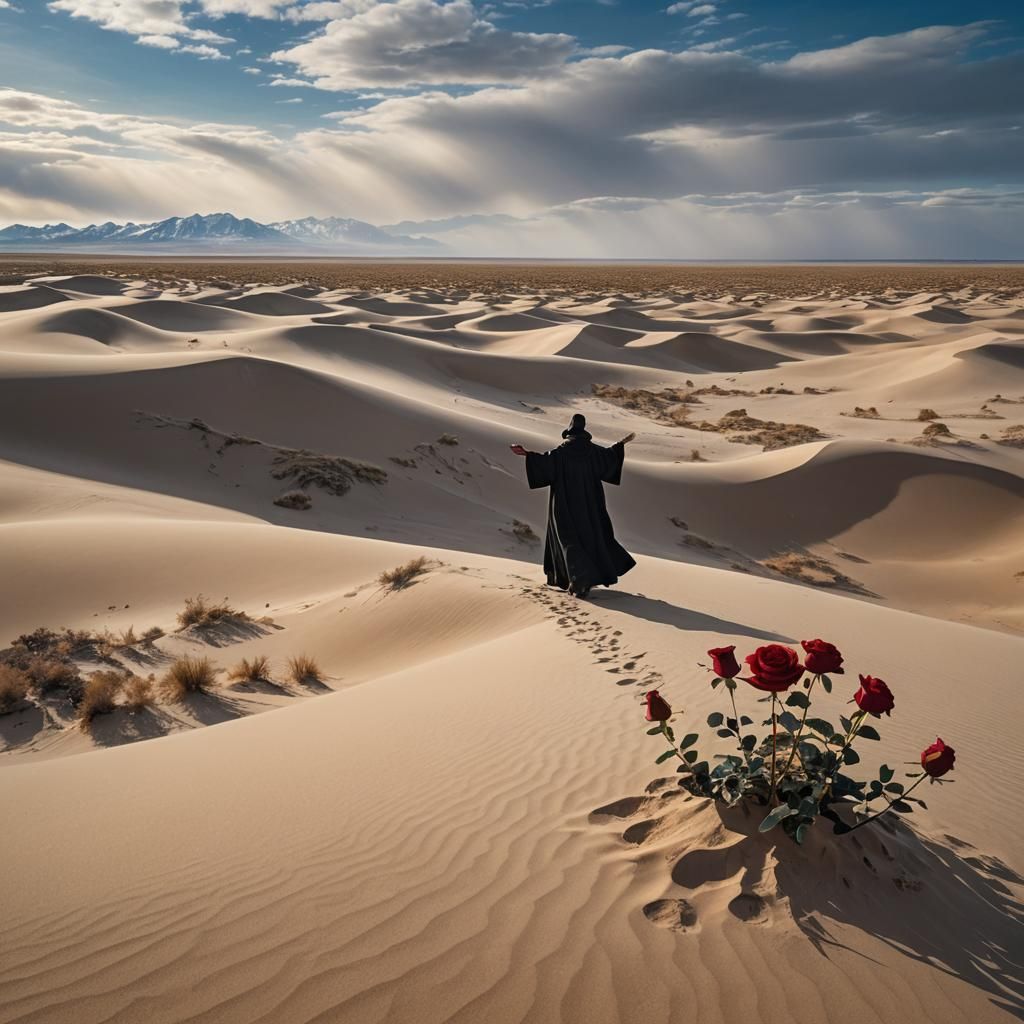 Desert to Tundra Transition with Figure, as Matte Painting