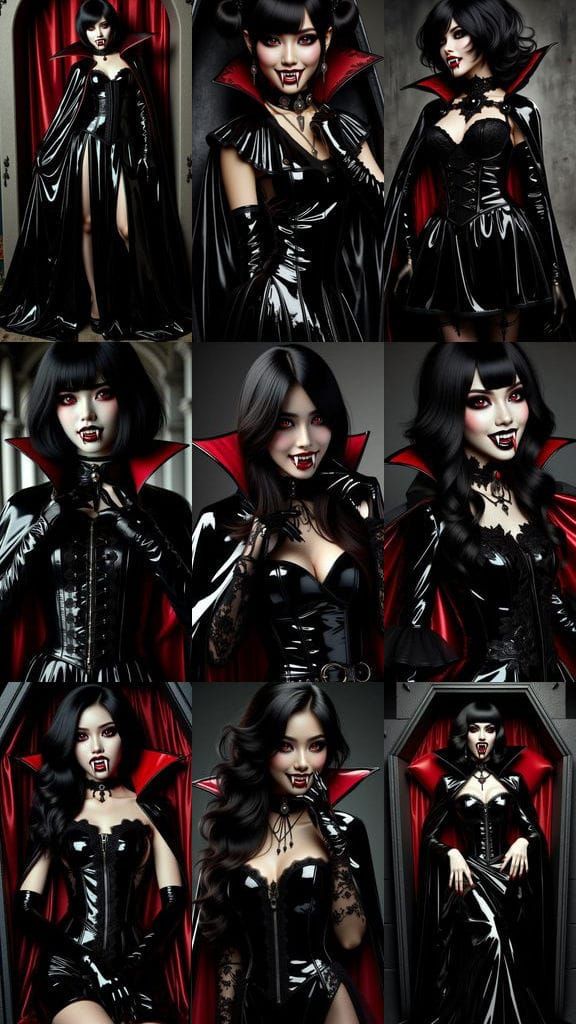 Gothic Vampire Bride Rising from Coffin