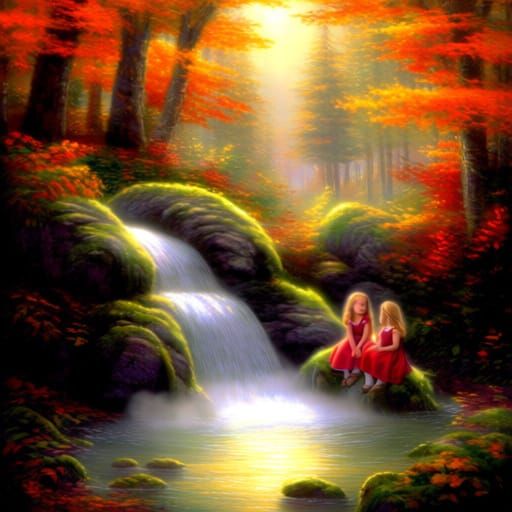 Hidden Waterfall Serenity in Autumn Forest