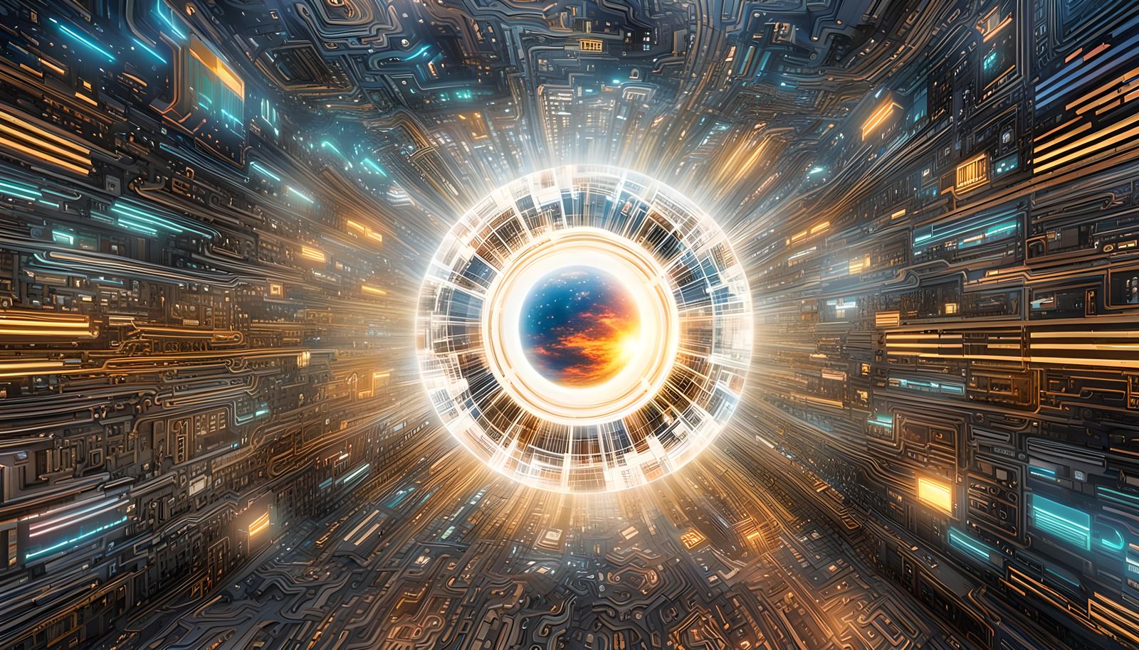 Digital Sun with Computer Circuit Rays