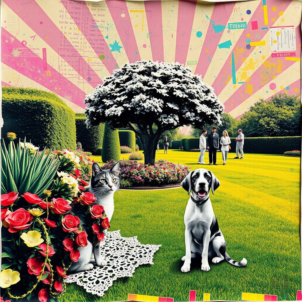 Hyperrealistic Garden Collage in Vibrant Colors