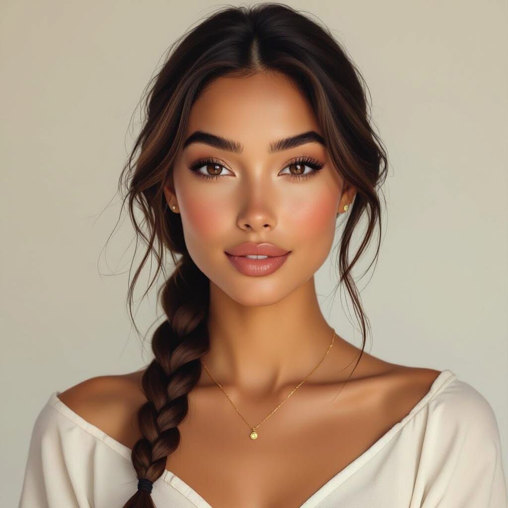 Warm Woman Portrait in Detailed Matte Painting Style