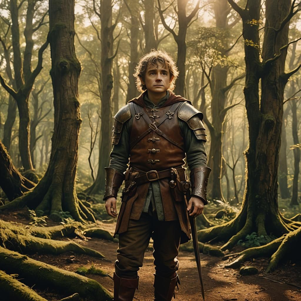 Bilbo Baggins in Mystical Forest, Cinematic Film Still