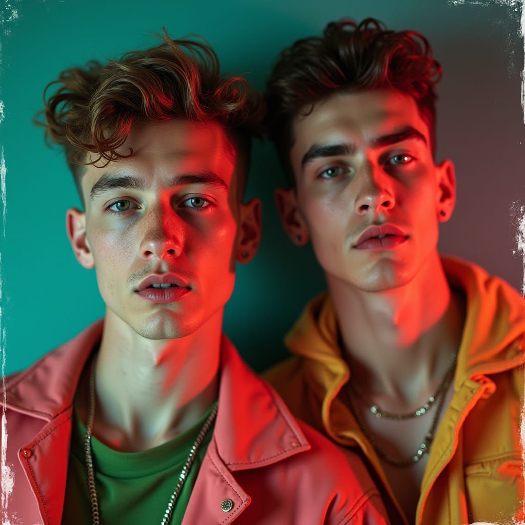 High-Fashion Polaroid Portrait of Two Young Men