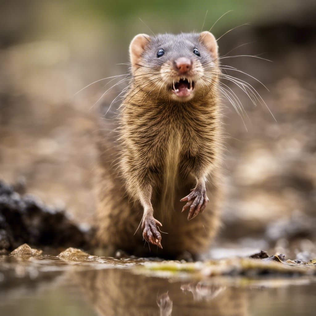 Hyperrealistic Image of an Angry Weasel-like Creature