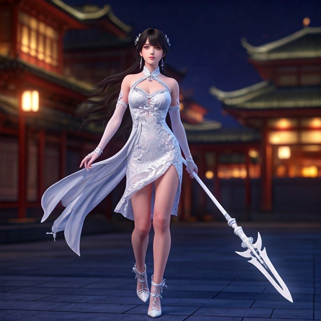 Glamorous Shanghai Warrior in Cyberpunk Style