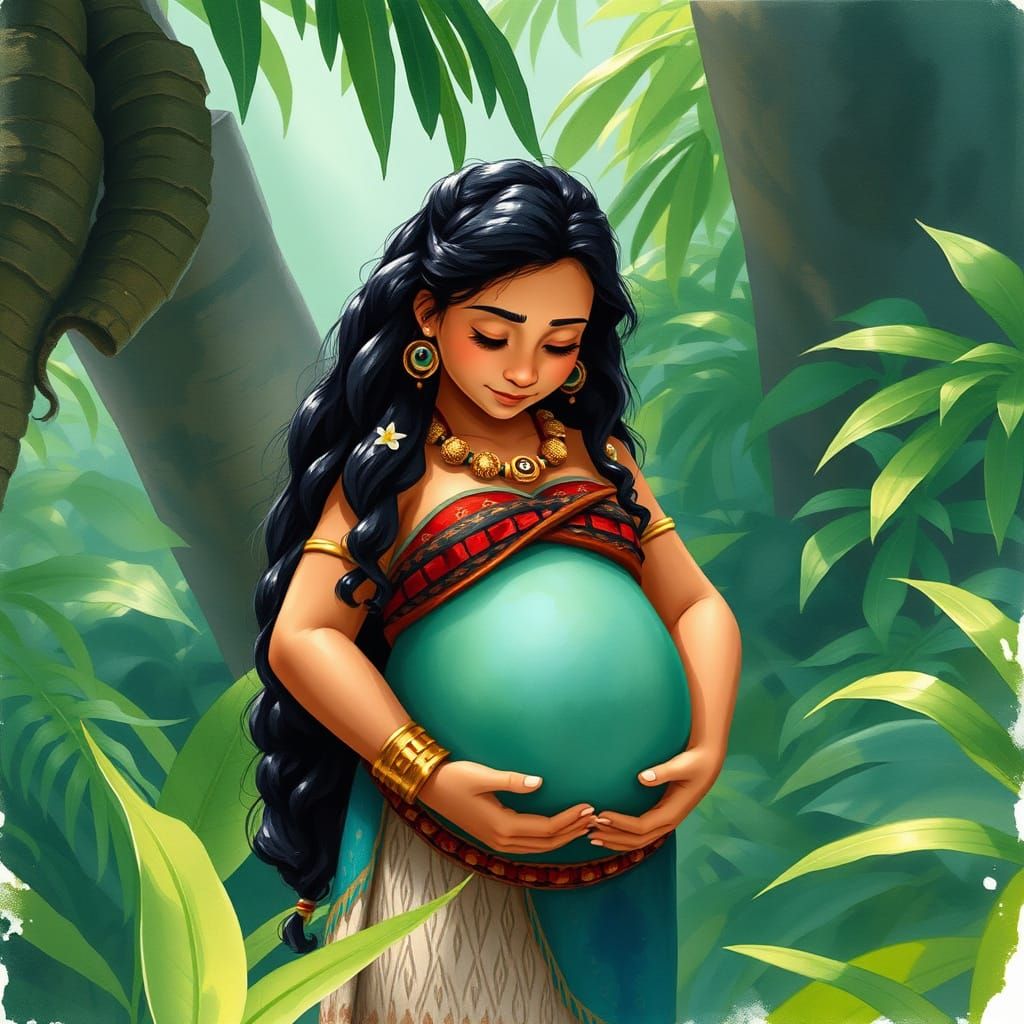 Moana Pregnant: Realistic Polynesian Portrait