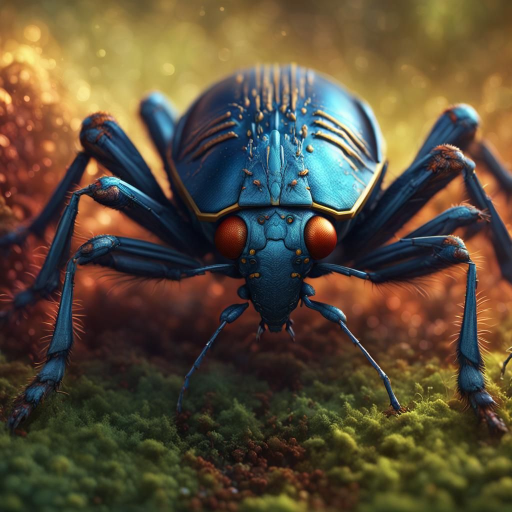 Detailed Macro Cricket in a Fantasy Painting