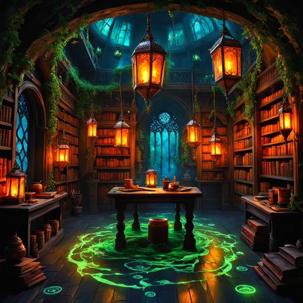 Wizard's Secret Sanctuary in Ancient Tower