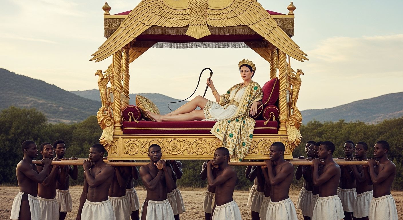 Roman Empress Lounging on Gold Chaise Longue