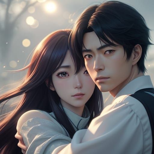 Shinichi Kudo with his girlfriend Ran Mouri