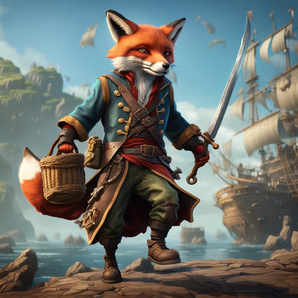 Pirate Fox on Two Legs: Fantasy Concept Art