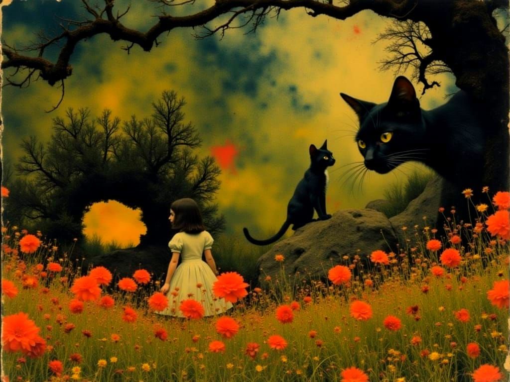 Alice in Wonderland in Baroque Style With Dancing Cats