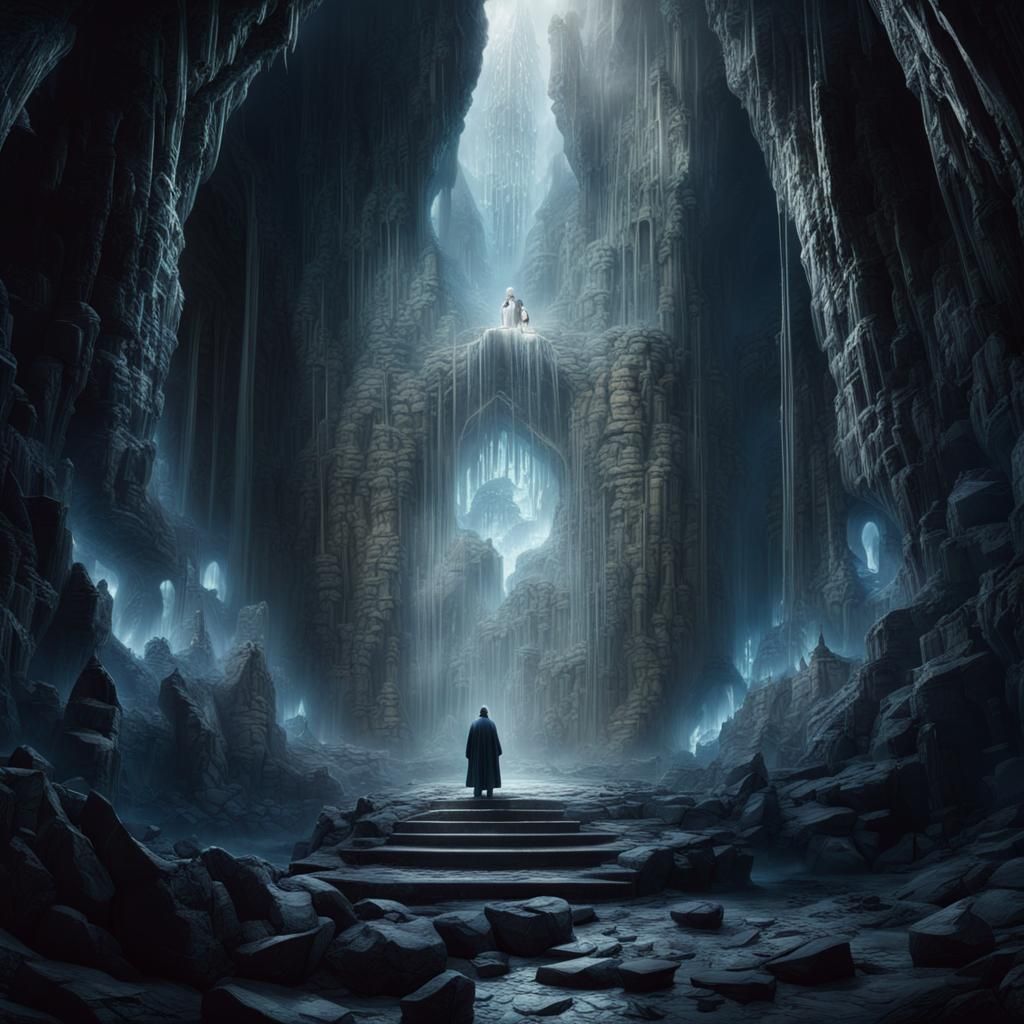 Merlin Imprisoned: A Crystal Cave Digital Painting