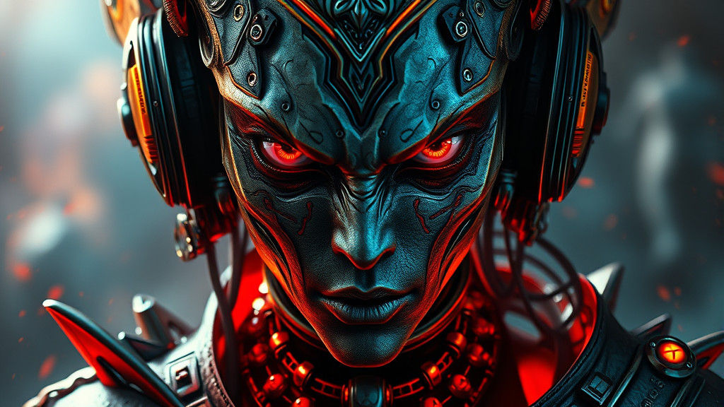 Otherworldly Being in Ornate Metallic Attire