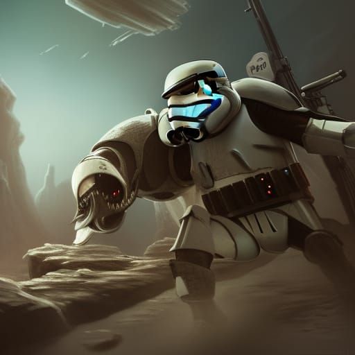Stormtrooper Cat in Detailed Digital Painting