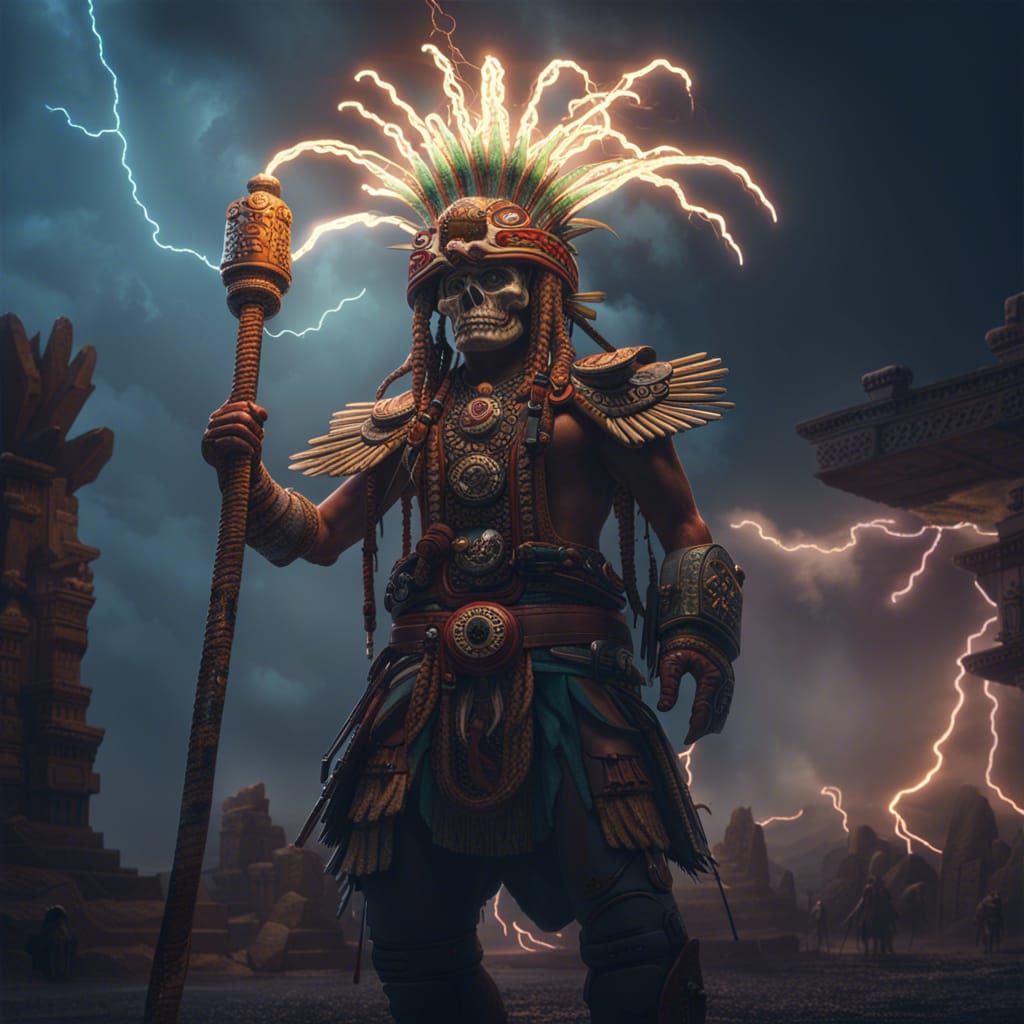 Huitzilopochtli: Epic Dark Fantasy Digital Painting