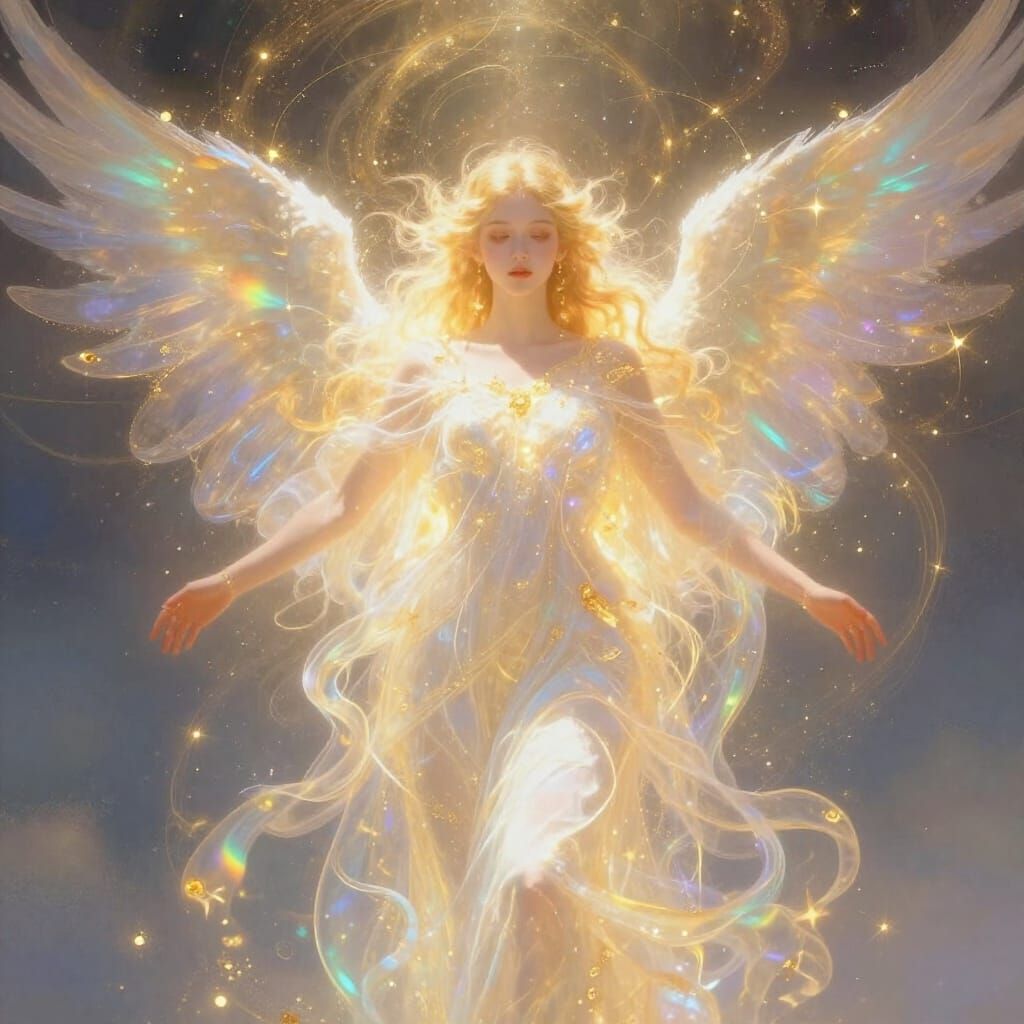 Ethereal Angelic Spirit Radiating Golden Light