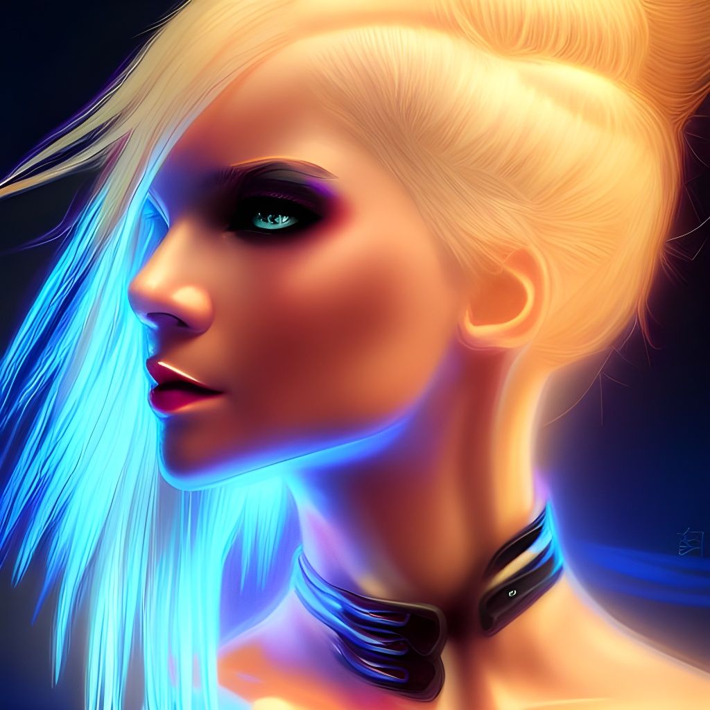 Cyberpunk Girl Portrait in Digital Art Style