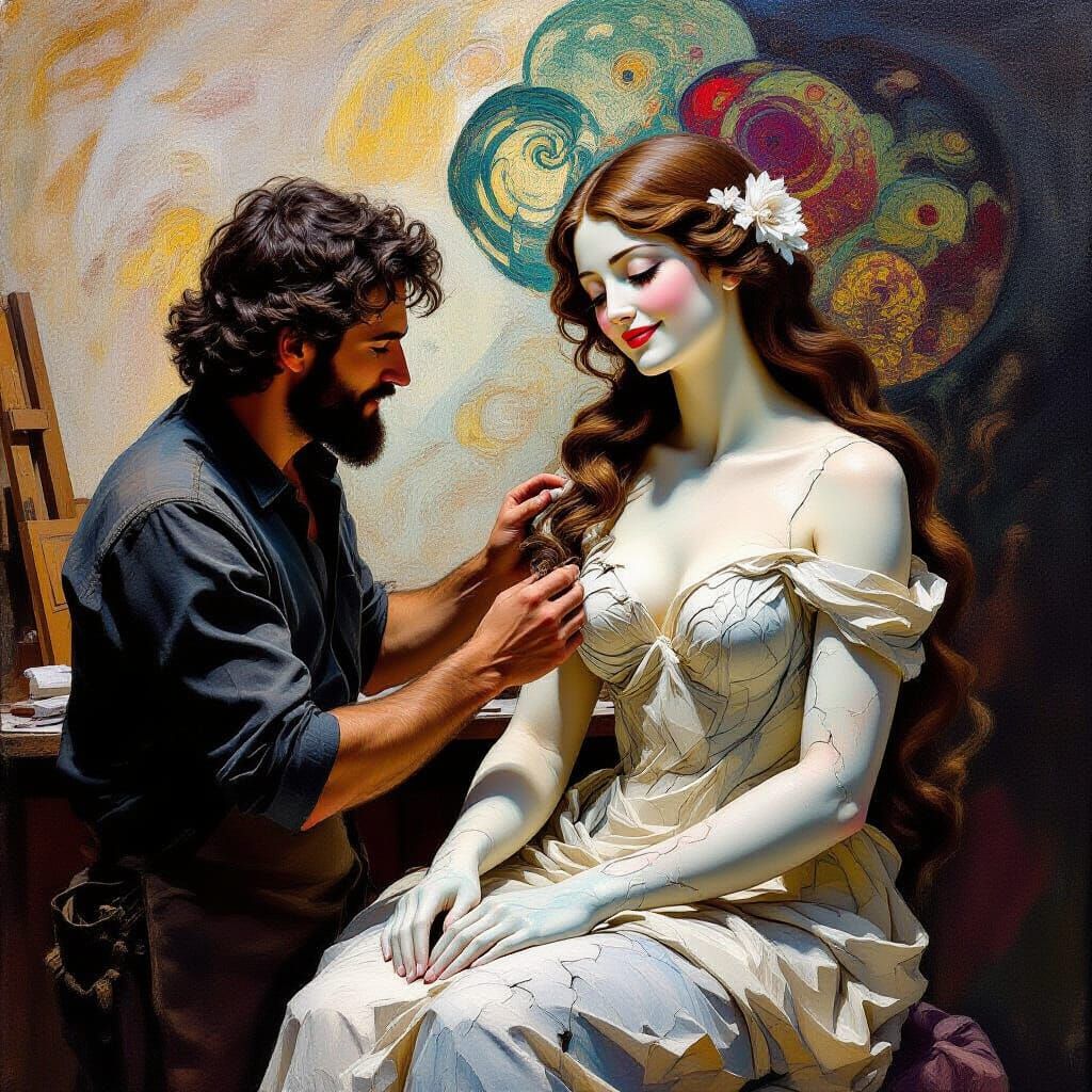 Sculptor Brings Marble Woman to Life in Dramatic Studio