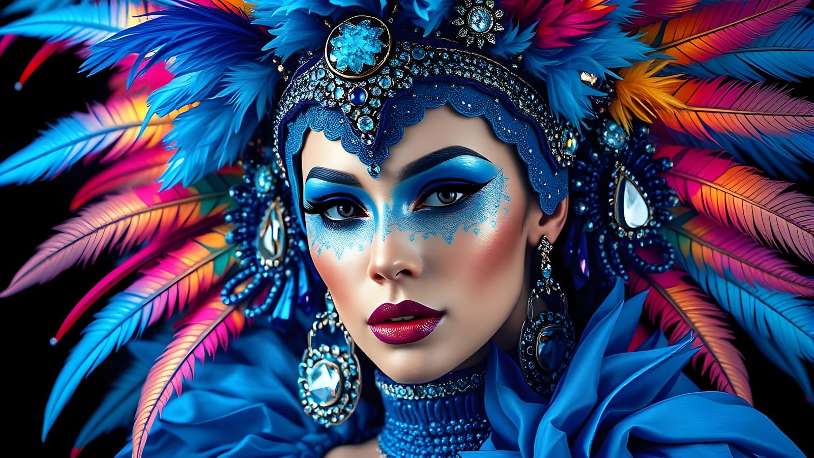Woman in Vibrant Carnival Glamour