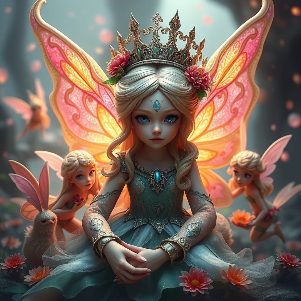 Magical Queen Fairy Reigns in Vibrant Fantasy Realm