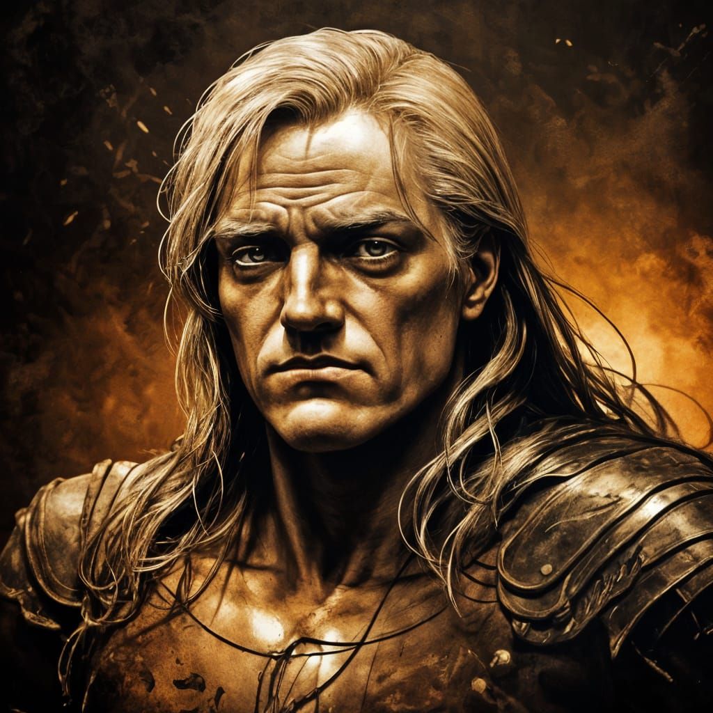 Chiaroscuro Achilles in Dramatic Light