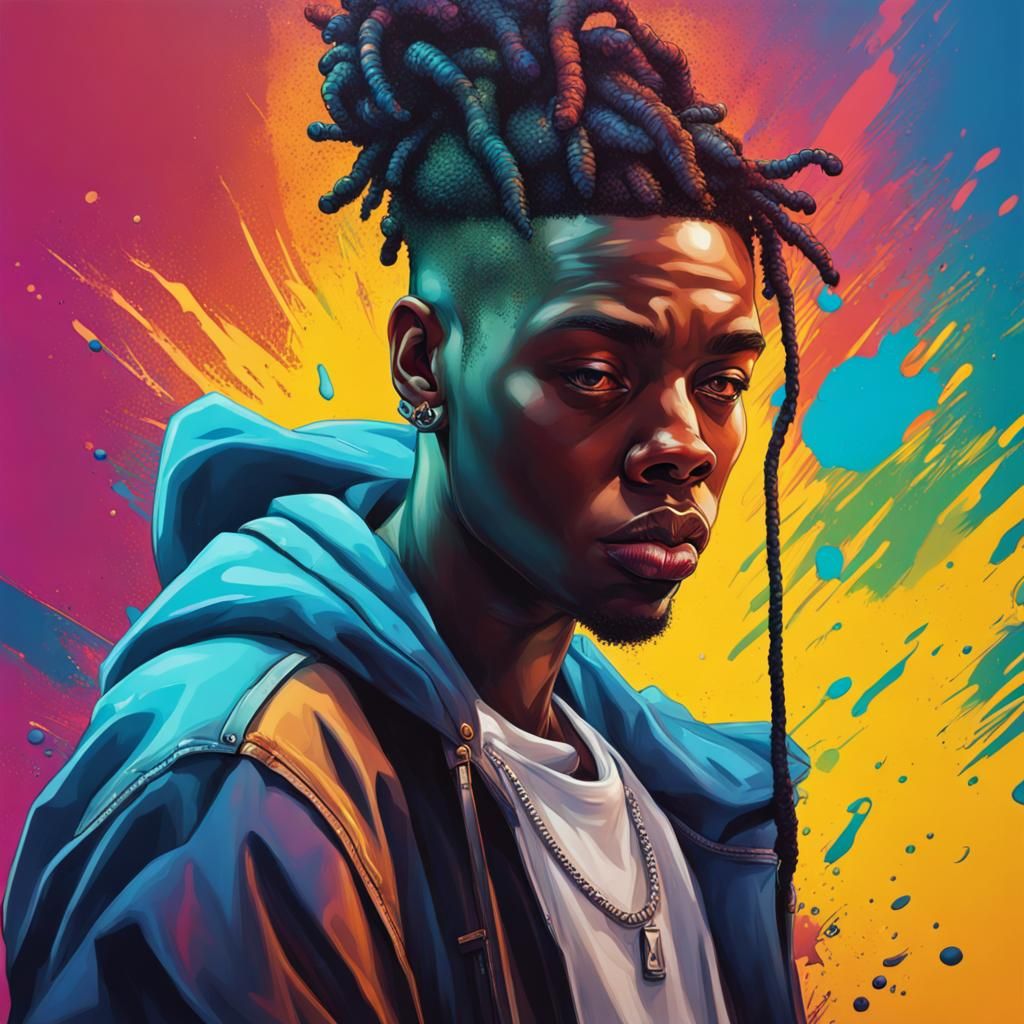 Hyperrealistic Face in Splash Art Style