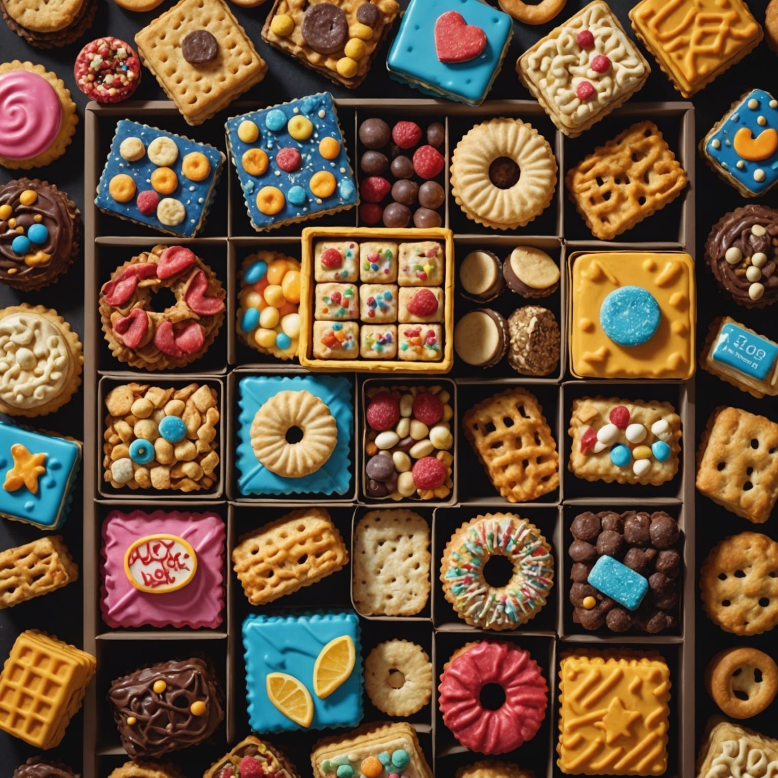 Whimsical Bitten Biscuit Snacks Box: Digital Matte Painting