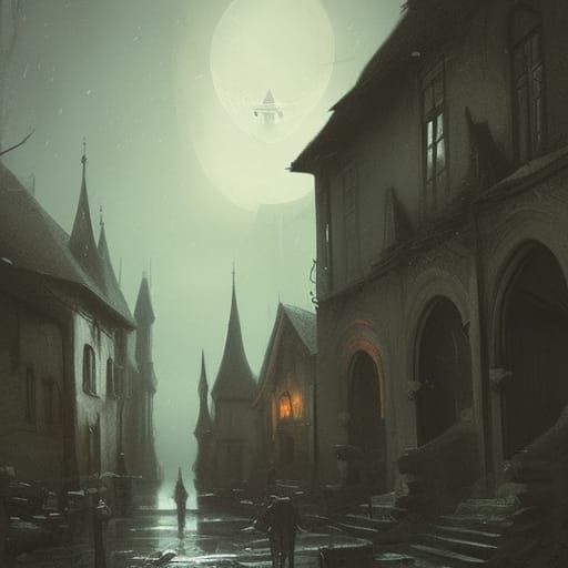 Sinister Gothic Village Art