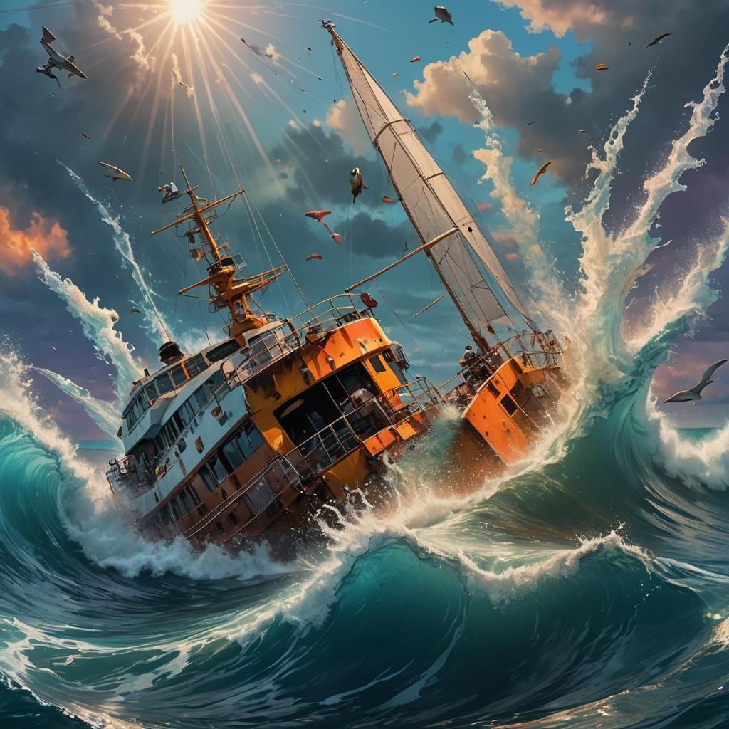 Hyperrealistic Bermuda Triangle Splash Art
