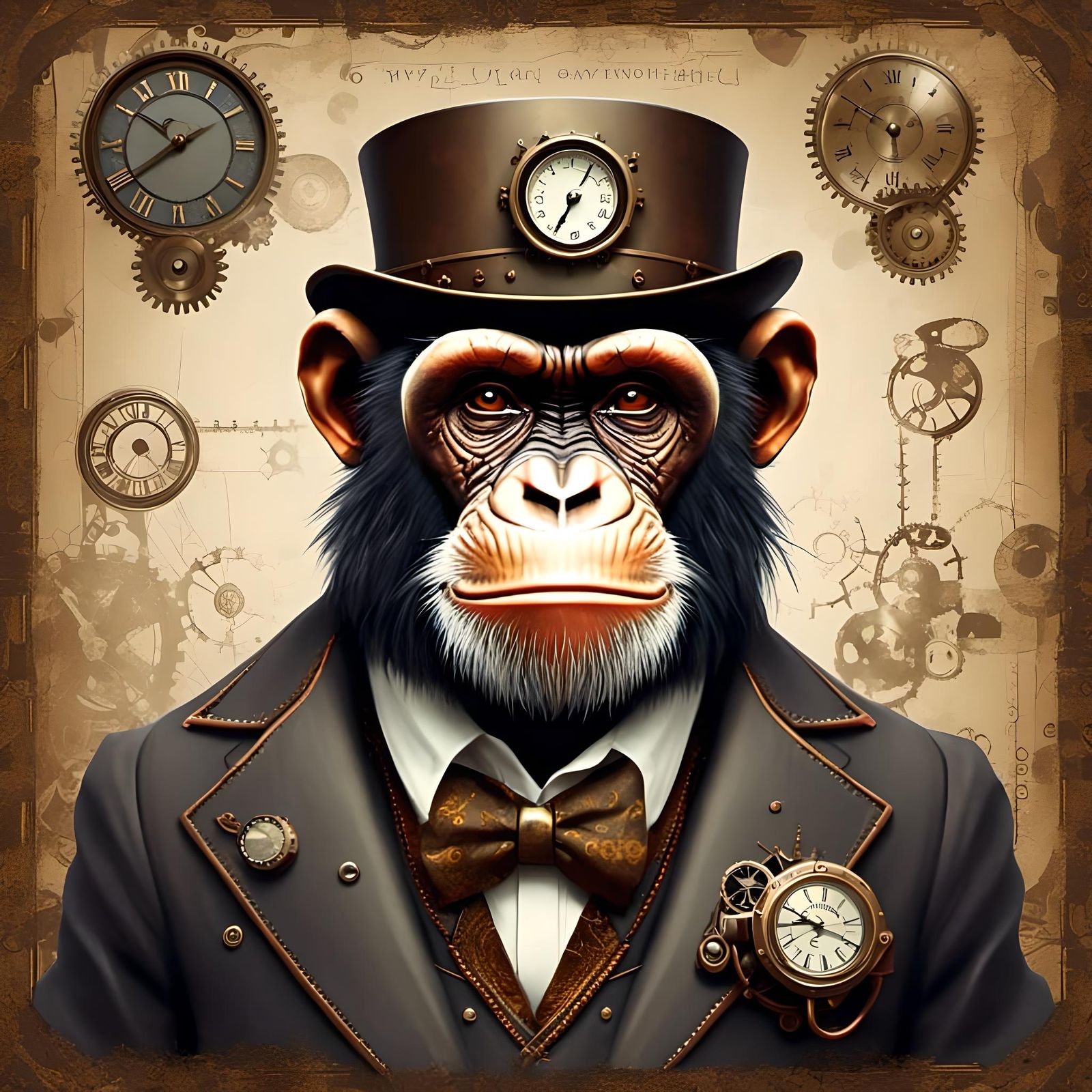 Steampunk Dapper Chimpanzee<lora:Contemporary-SP:1.0>