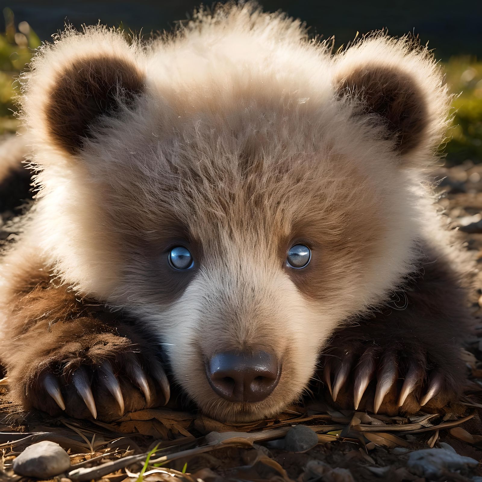 Baby Bear's Intense Blue Eyes in Sunlight