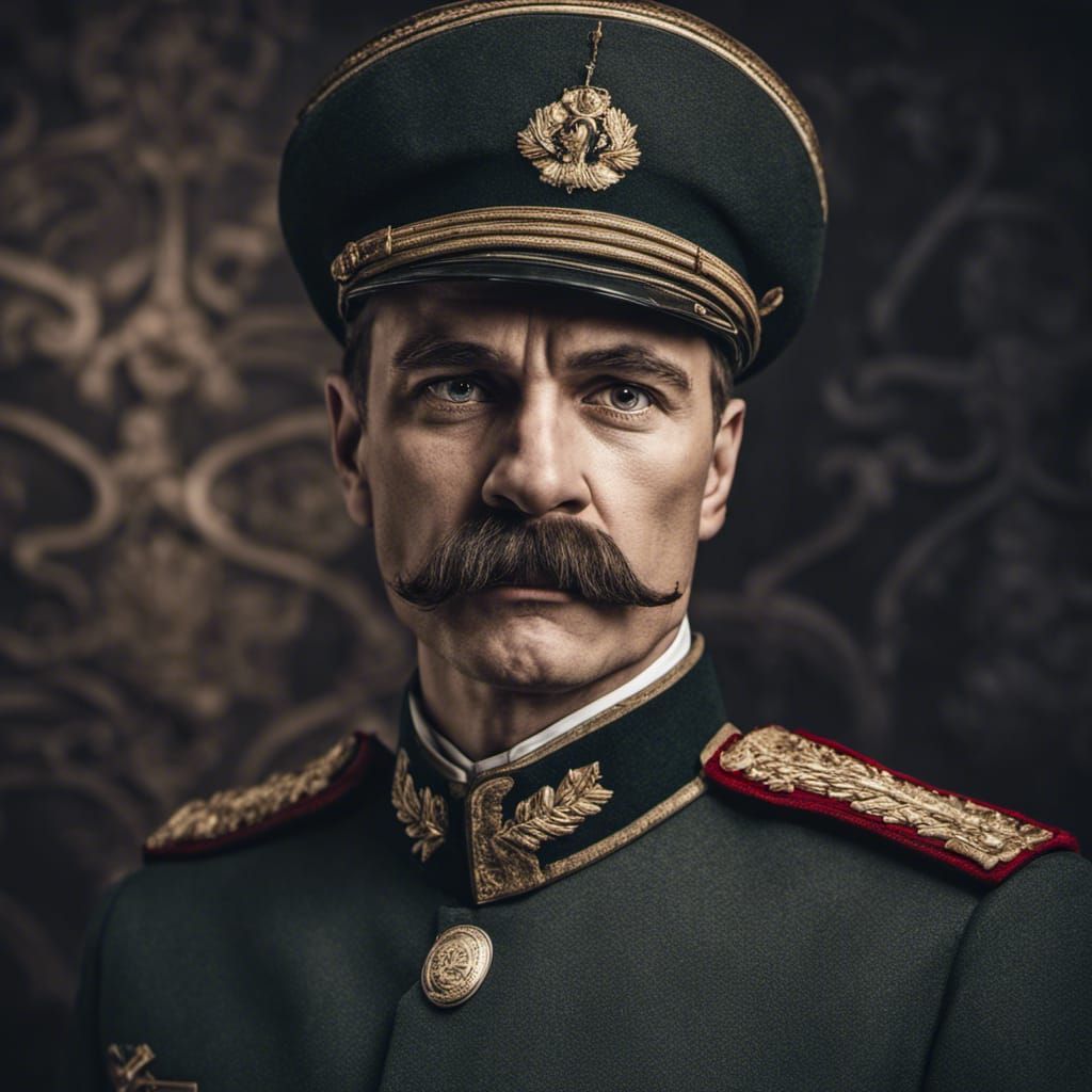 Hyperrealistic Portrait of Slavic Man in Uniform
