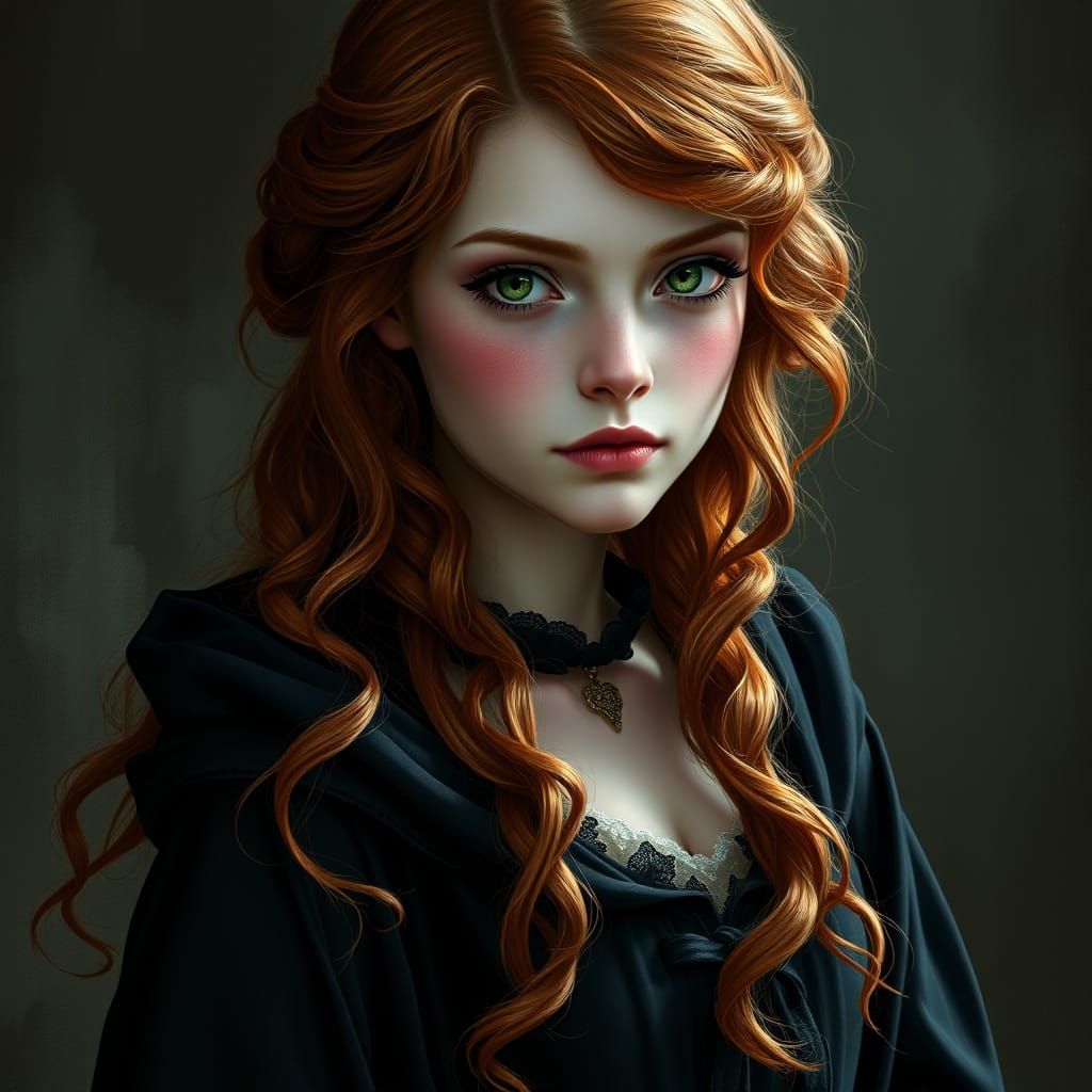 Seductive Salem Witch in Dark Gothic Style