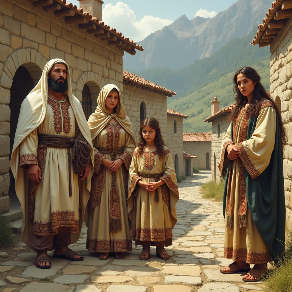 Albanian Family in Medieval Attire, Byzantine Art