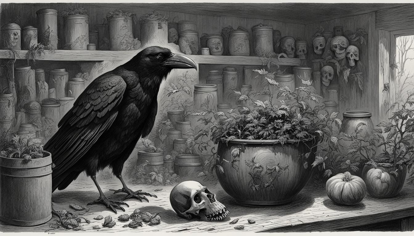 Spooky Little Shop with Raven and Monster