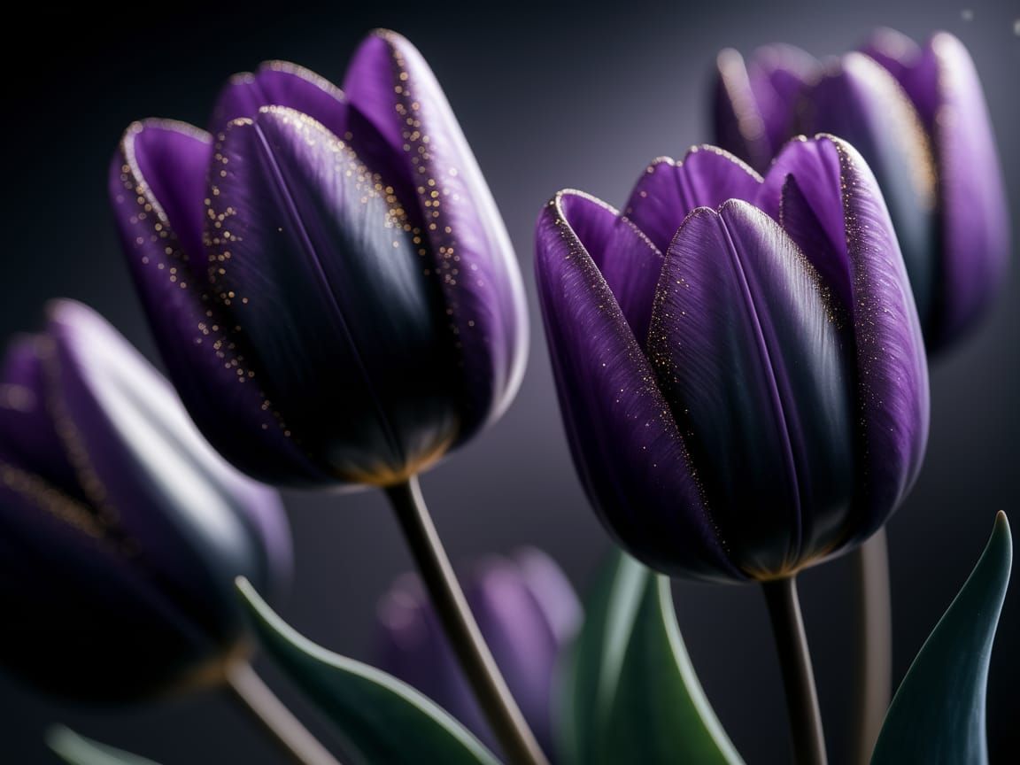 Ethereal Purple Tulips in Moody Splendor
