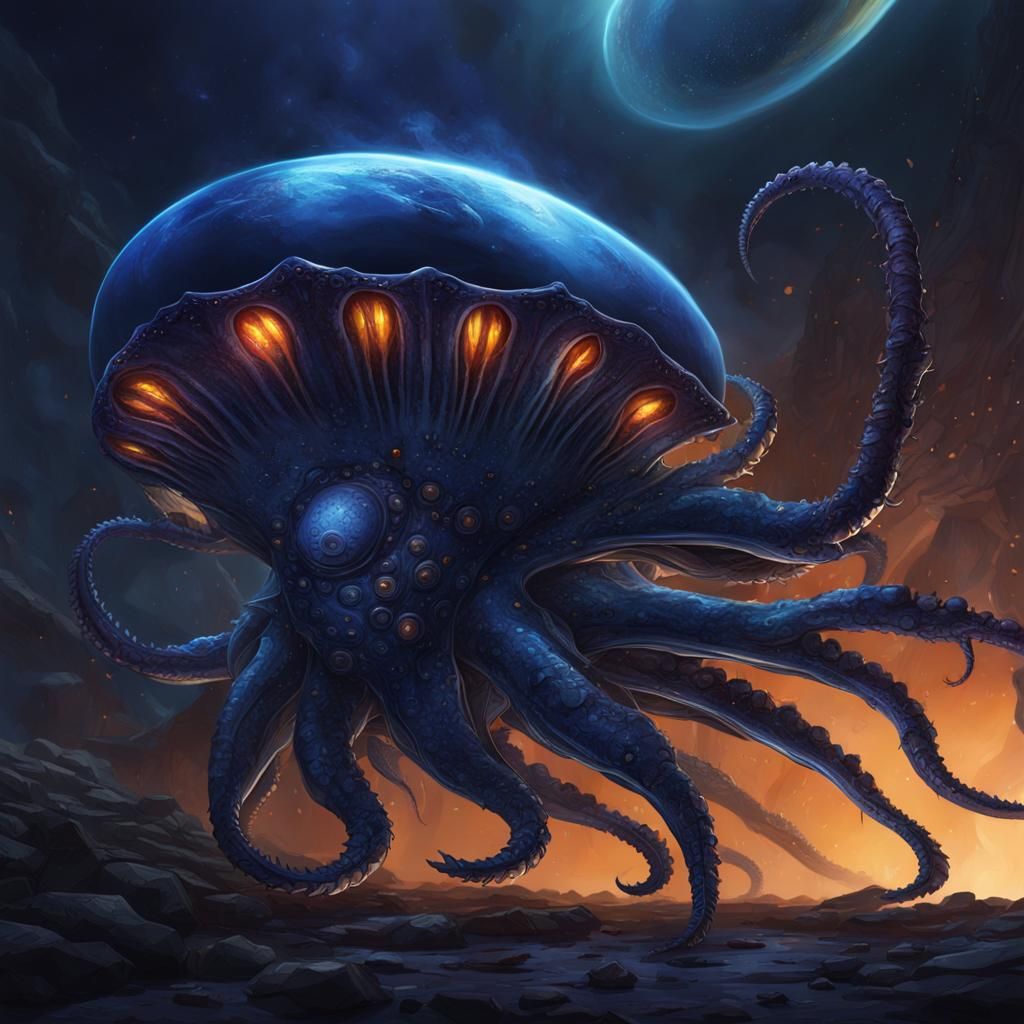 Hyperrealistic Alien Scallop on Spaceship