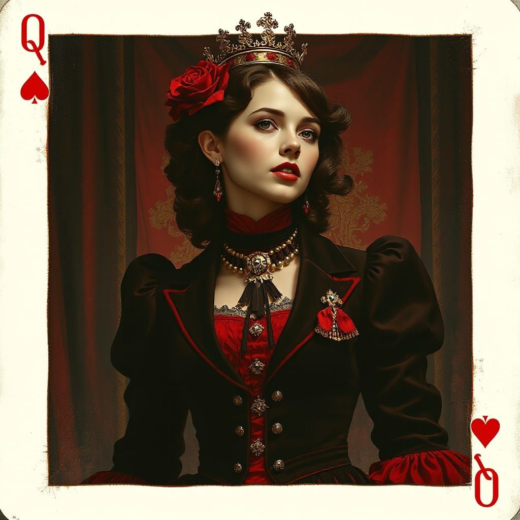 Emo Queen of Clubs Victorian Style Art