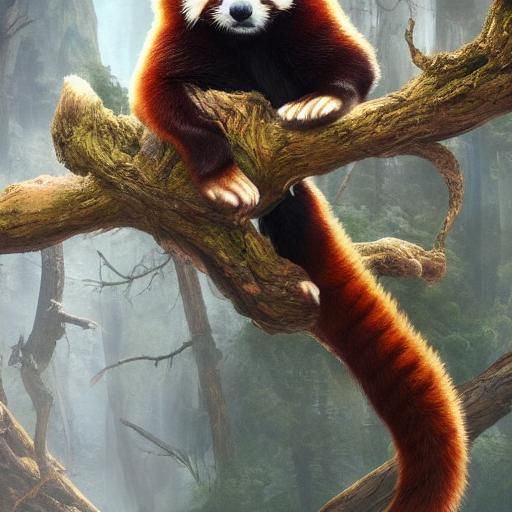 Detailed Digital Painting of a Red Panda