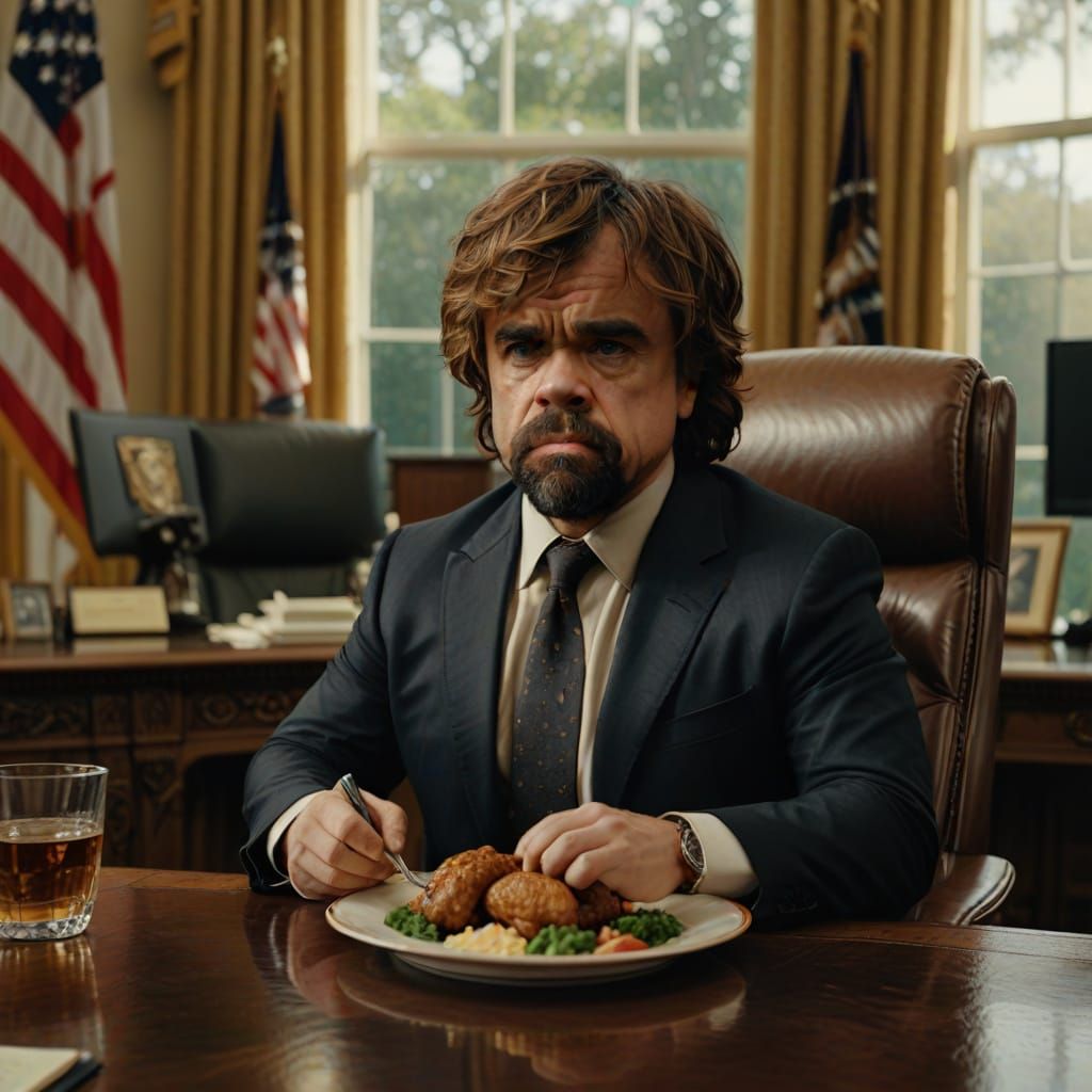Peter Dinklage in Oval Office: Photorealistic Portrait