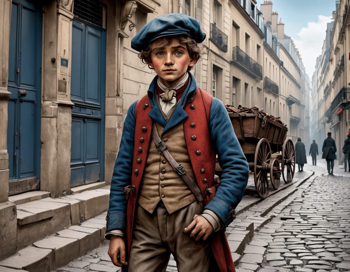 Parisian Urchin on Barricade in Poulbot Style