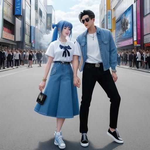 1950s Couple Dancing Rock and Roll, Anime Style