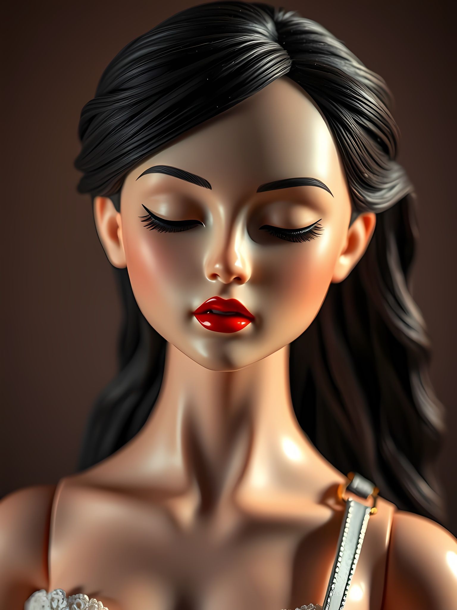 Ethereal Ceramic Doll with Porcelain Skin