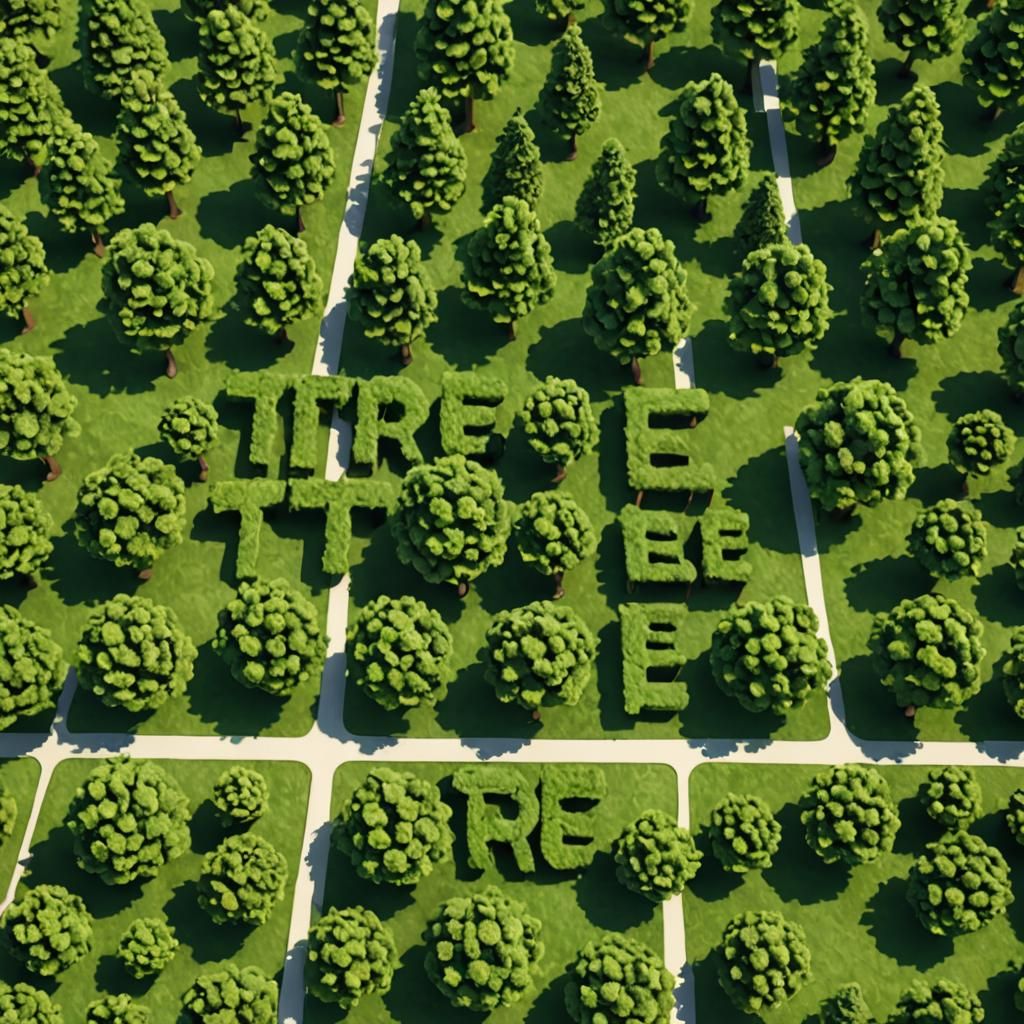 Trees Forming the Word TREE in 3D